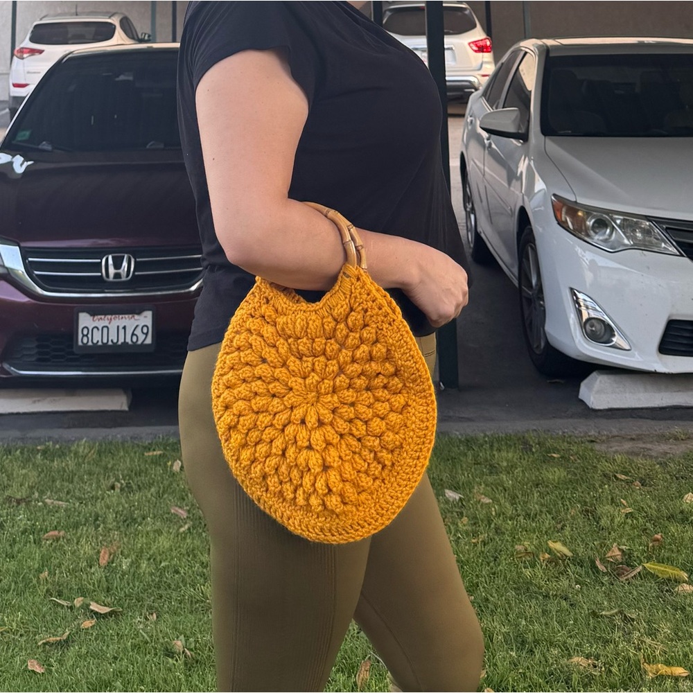 Yellow crochet handmade Handbag